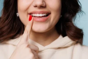 woman showing good set of teeth woman showing good set of teeth